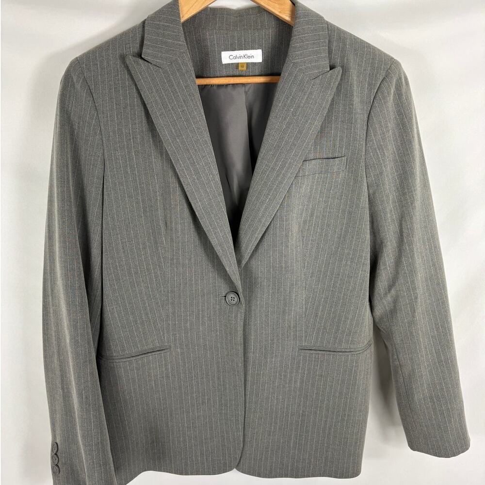 Calvin Klein Grey Button Front Blazer Womans Size 10
